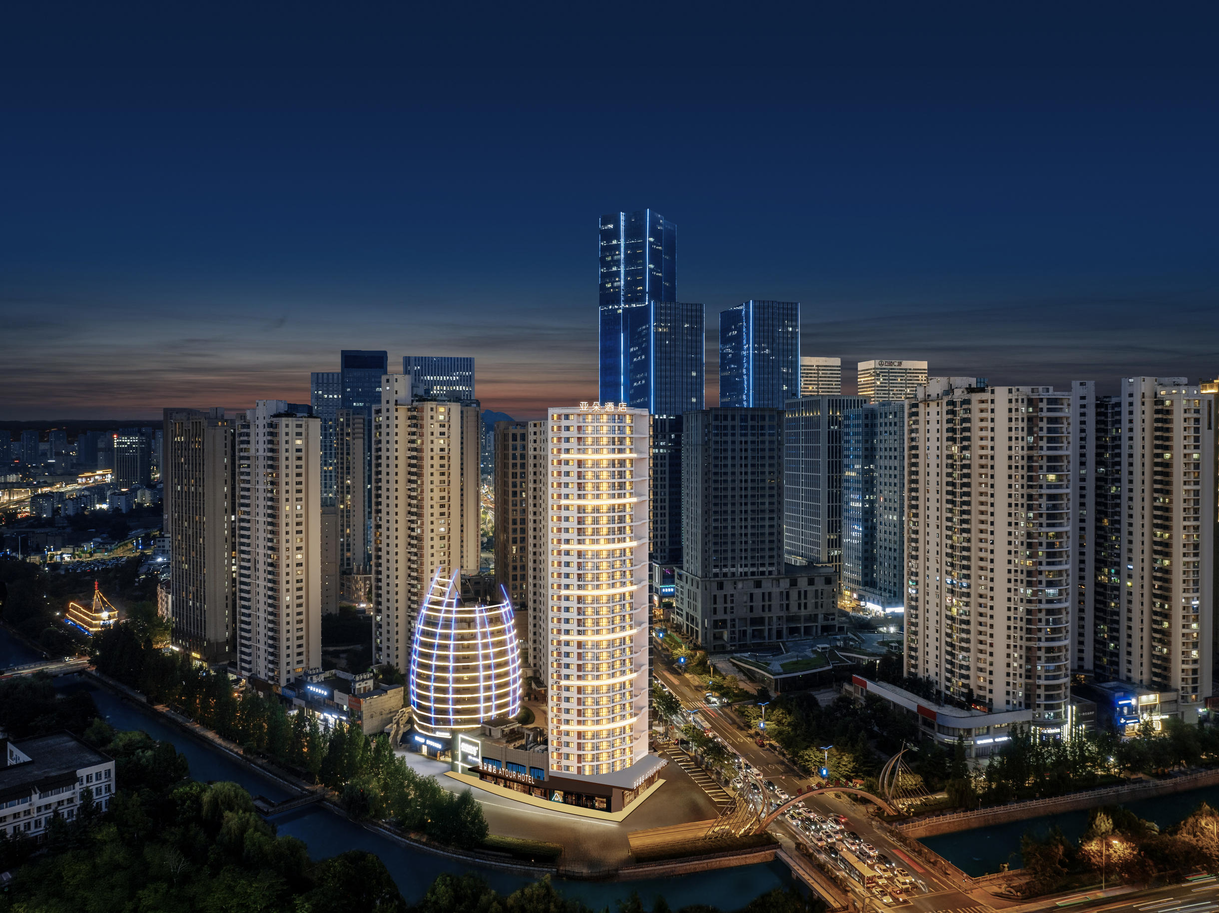 青岛中央商务区山东路亚朵酒店